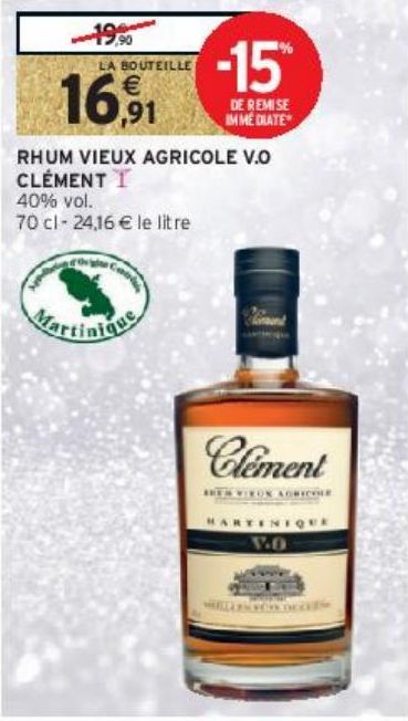 RHUM VIEUX AGRICOLE V.O CLÉMENT