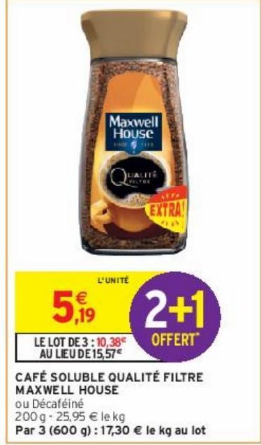 CAFÉ SOLUBLE QUALITÉ FILTRE MAXWELL HOUSE