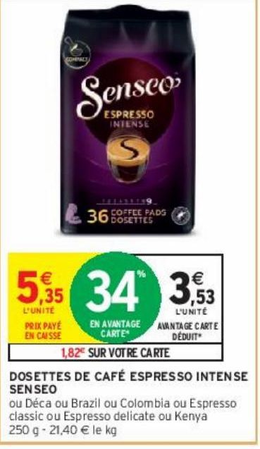 DOSETTES DE CAFÉ ESPRESSO INTENSE SENSEO