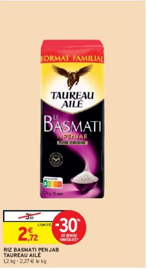 RIZ BASMATI PENJAB TAUREAU AILÉ