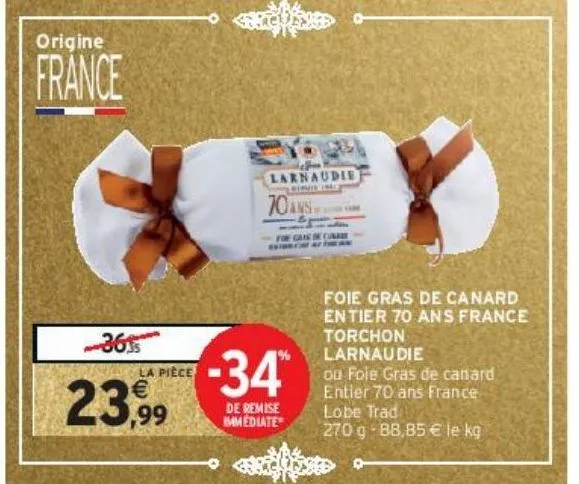 foie gras de canard entier 70 ans france torchon larnaudie