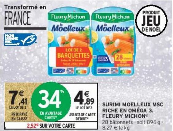 SURIMI MOELLEUX MSC RICHE EN OMÉGA 3. FLEURY MICHON(j)