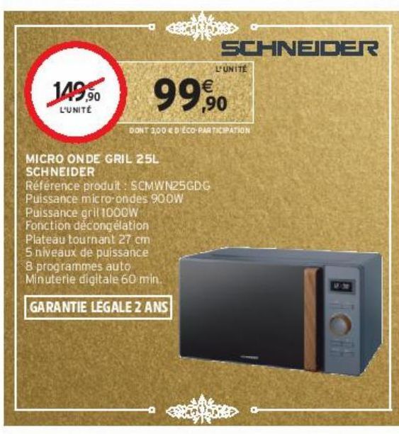 MICRO ONDE GRIL 25L SCHNEIDER