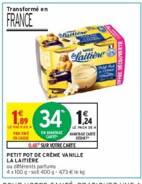 PETIT POT DE CRÈME VANILLE LA LAITIÈRE 