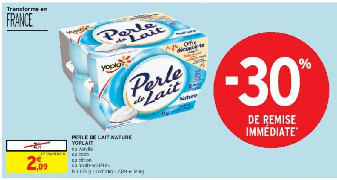 perle de lait nature yoplait