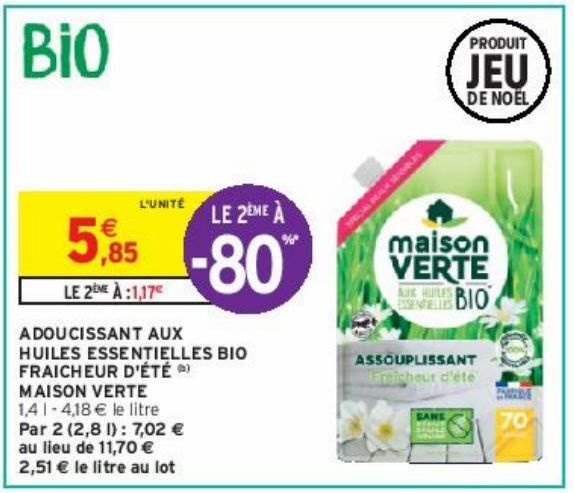 ADOUCISSANT AUX HUILES ESSENTIELLES BIO FRAICHEUR D'ÉTÉ (b) MAISON VERTE