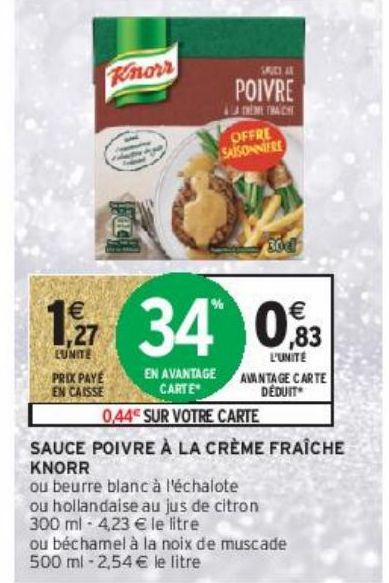 SAUCE POIVRE À LA CRÈME FRAÎCHE KNORR