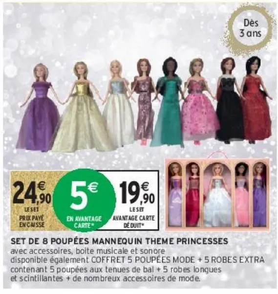 set de 8 poupées mannequin theme princesses