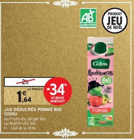 JUS DÉSUCRÉS POMME BIO CIDOU