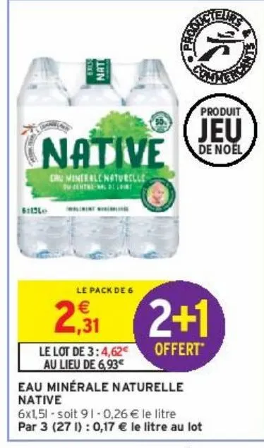 eau minérale naturelle native 