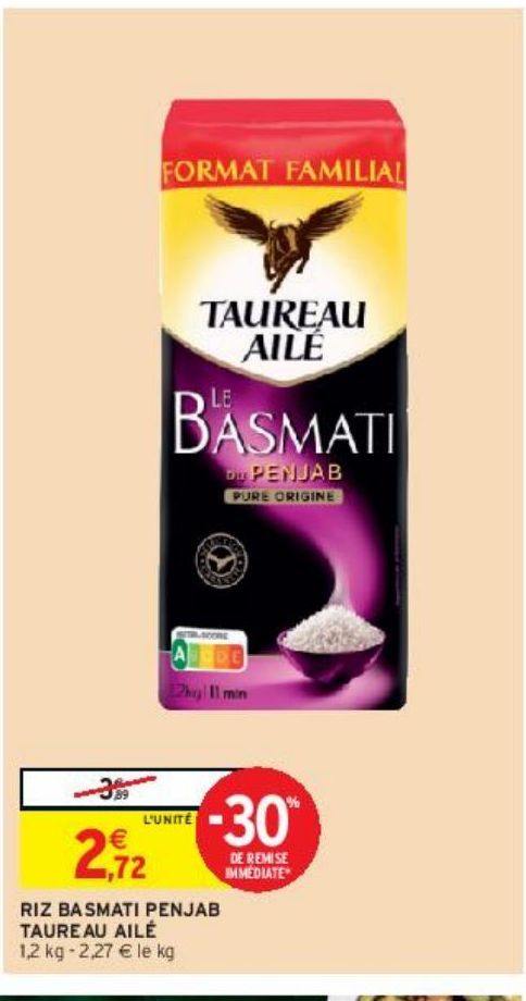 RIZ BASMATI PENJAB TAUREAU AILÉ