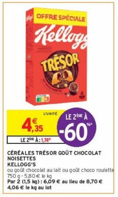 céréales trésor goût chocolat noisettes kellogg's