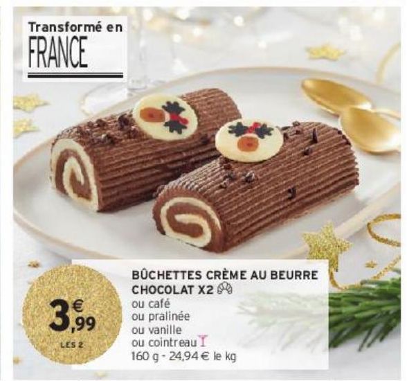 BÛCHETTES CRÈME AU BEURRE CHOCOLAT X2