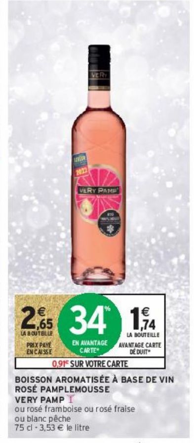 BOISSON AROMATISÉE À BASE DE VIN ROSÉ PAMPLEMOUSSE VERY PAMP