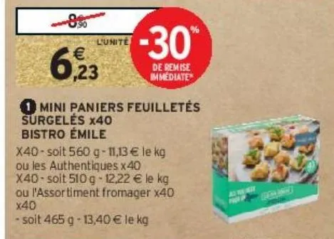 mini paniers feuilletés surgelés x40 bistro émile