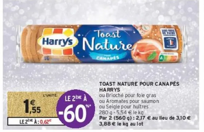 toast nature pour canapés harrys 