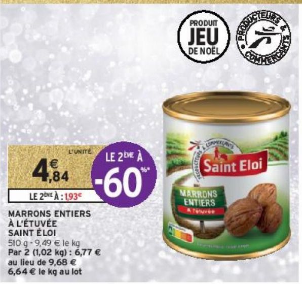 MARRONS ENTIERS À L’ÉTUVÉE SAINT ÉLOI