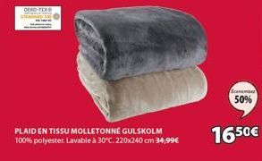 DEKO-TEX®  PLAID EN TISSU MOLLETONNE GULSKOLM 100% polyester. Lavable à 30°C. 220x240 cm 34,99€  canamer  50% 
