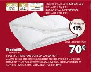 couette thermique dunlopillo