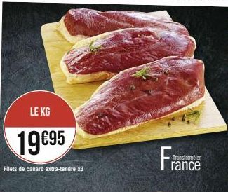 LE KG  19€95  Filets de canard extra-tendre x3  France  Transformé en 