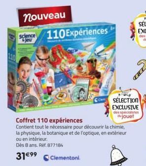 110  nouveau  science 110 Expériences  jeu  HEREAL  Coffret 110 expériences  Contient tout le nécessaire pour découvrir la chimie, la physique, la botanique et de l'optique, en extérieur ou en intérie