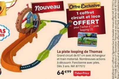 nouveau  Offre  Exclusive 1 coffret circuit et loco OFFERT pour l'achat d'I piste looping (3)  La piste looping de Thomas Grand circuit de 67 cm avec échangeur et train motorisé. Nombreuses actions à 