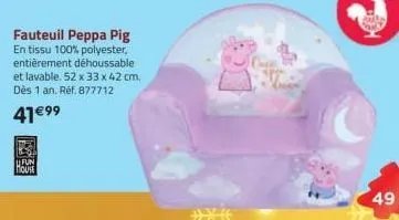 ufun house  fauteuil peppa pig en tissu 100% polyester, entièrement déhoussable et lavable. 52 x 33 x 42 cm. dès 1 an. réf. 877712  41€9⁹  49 