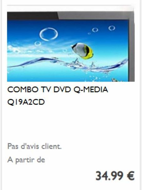 COMBO TV DVD Q-MEDIA  Q19A2CD  Pas d'avis client.  A partir de  34.99 € 