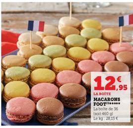 12,95  LA BOITE MACARONS FOOT***** La boite de 36 (soit 460 g) Le kg: 28,15 € 