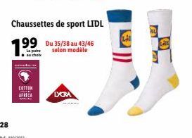 La pain  au choix  COTTON COL AFRICA  M  Chaussettes de sport LIDL  selon modèle  LYCRA  A 