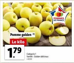 17⁹  pomme golden le kilo  catégorie 1 variété: golden délicious -80185  pommes de france 