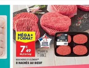 méga+ format  749  9.3 kg  viande  bovine  boucherie st-clement 8 hachés au bœuf  evereen france 