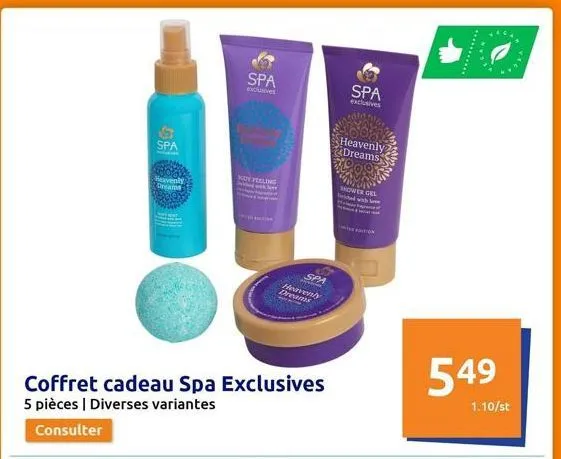 spa  heavenly dreams  spa  yout feeling  coffret cadeau spa exclusives  5 pièces | diverses variantes  consulter  spa heavenly dreams  spa  exclusives  heavenly dreams  shower gel wiched with  *******