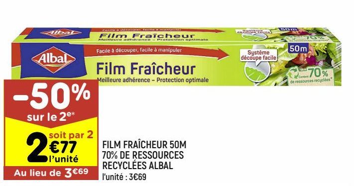 film fraicheur 50M 70% de ressources recyclées Albal