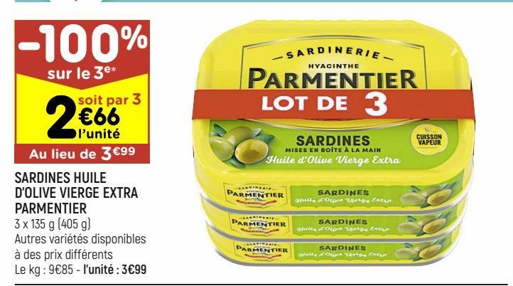 sardines l'huile d'olive vierge extra Parmentier