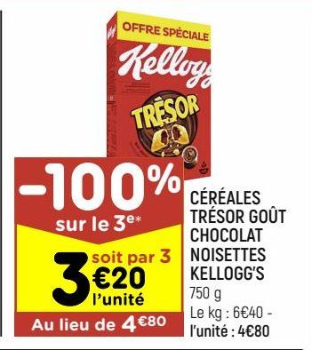 céréales trésor goût chocolat noisettes Kellogg's