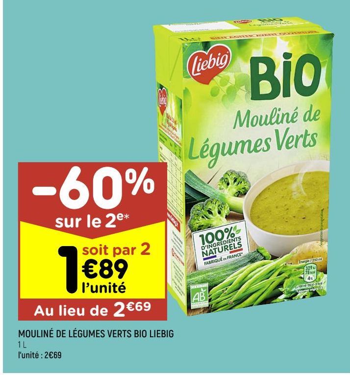 mouliné de légumes verts bio Liebig