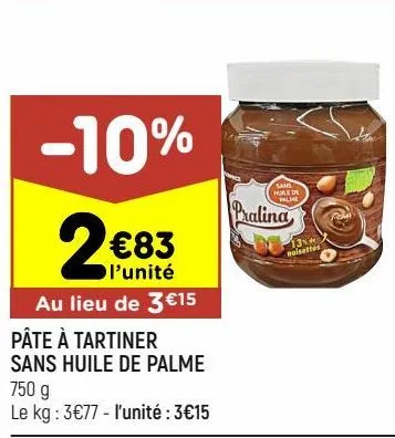 pâte à tartiner sans huile de palme