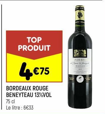 bordeaux rouge beneyteau 13% vol