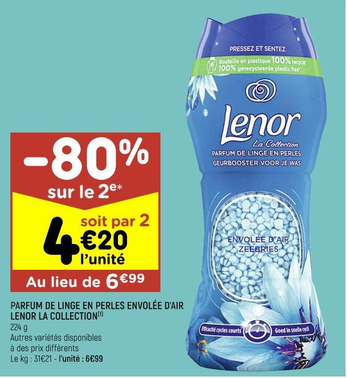 parfum de linge en perles envolée d'air Lenor la collection