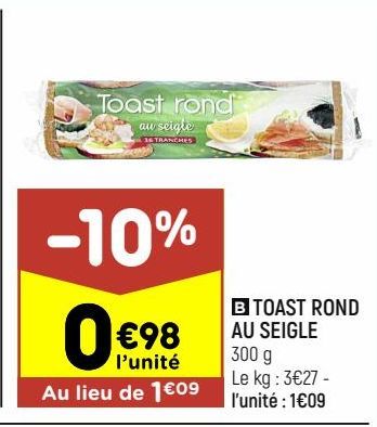 toast rond au seigle