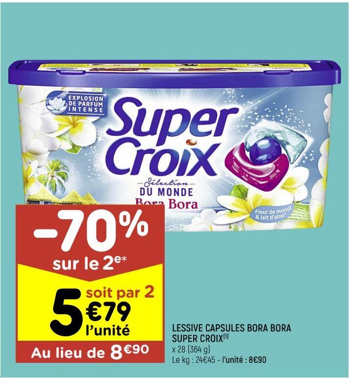 lessive capsules bora bora Super Croix