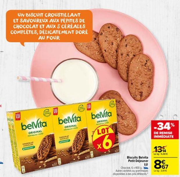 THELL  COR  LU  UN BISCUIT CROUSTILLANT ET SAVOUREUX AUX PÉPITES DE CHOCOLAT ET AUX 5 CÉRÉALES COMPLÈTES, DÉLICATEMENT DORÉ AU FOUR  CHOCOLAT  Ow  belVita  ORIGINAL  FEE  LU  LU  CHOCOLAT  belvita bel