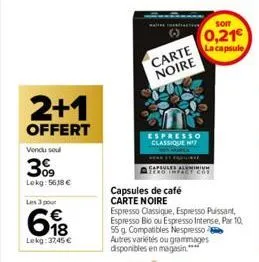 capsules de café carte noire