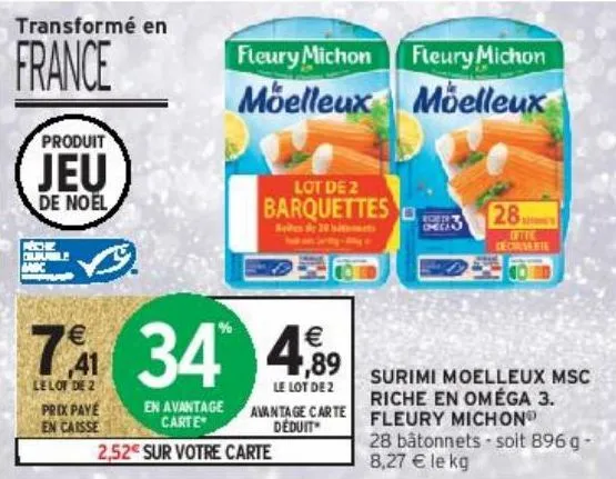 surimi moelleux msc riche en oméga 3. fleury michon(j)