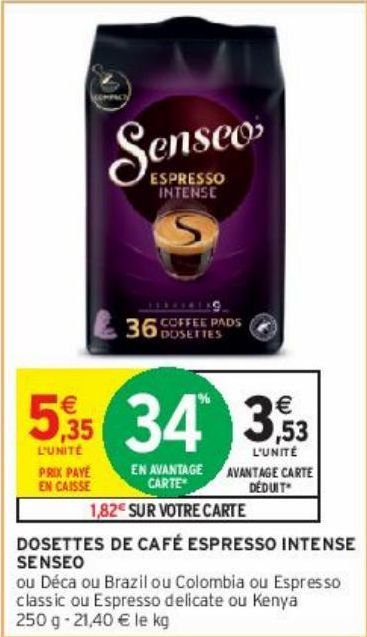 DOSETTES DE CAFÉ ESPRESSO INTENSE SENSEO