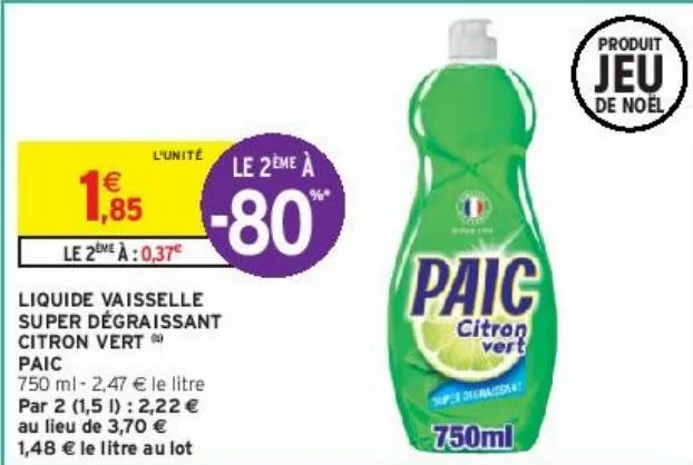 liquide vaisselle super dégraissant citron vert (b) paic