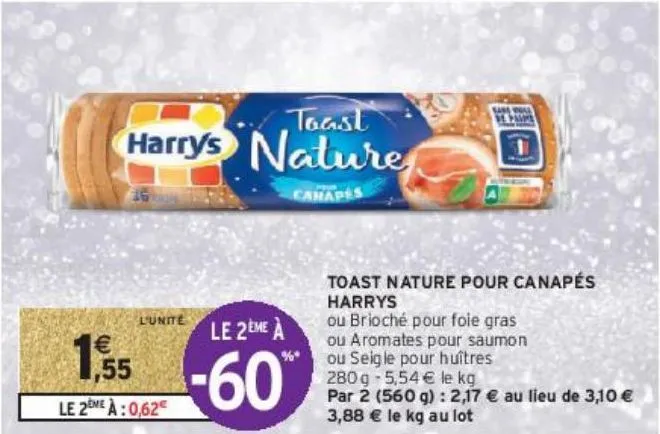 toast nature pour canapés harrys