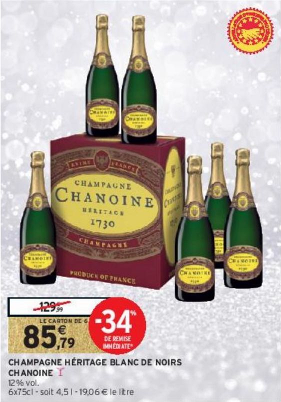 CHAMPAGNE HÉRITAGE BLANC DE NOIRS CHANOINE