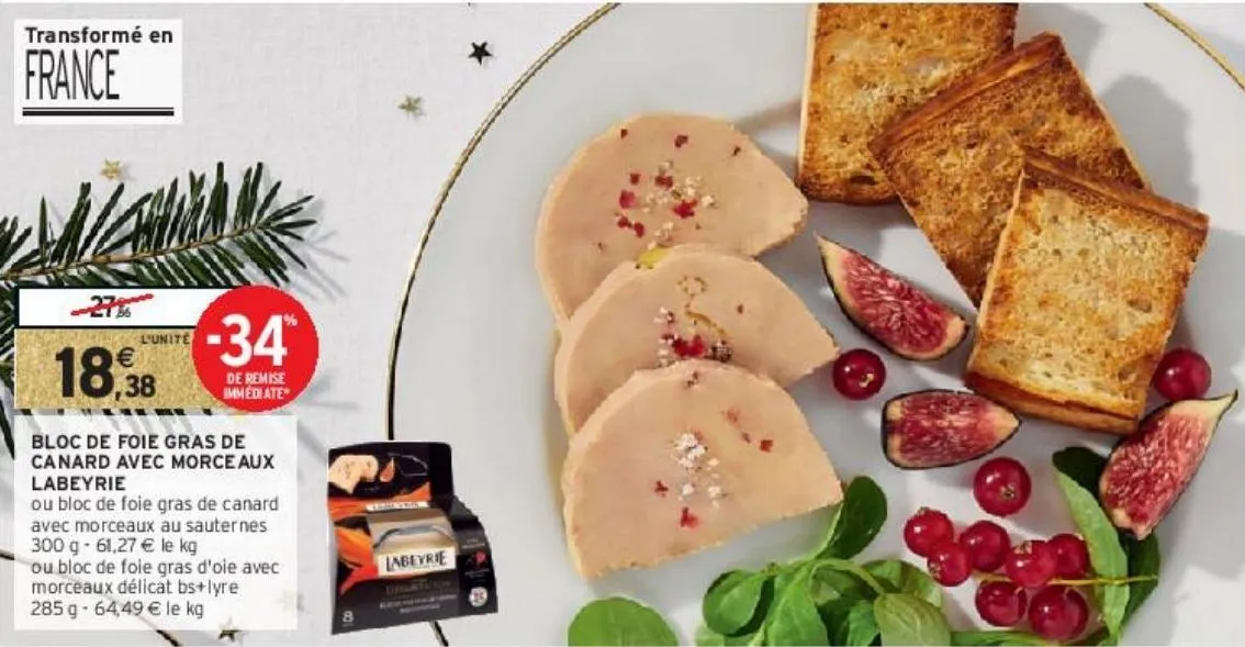 bloc de foie gras de canard avec morceaux labeyrie
